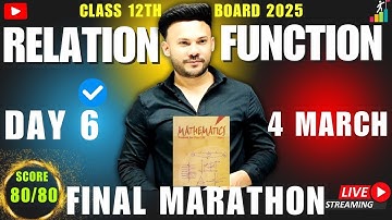 Class 12 Maths Marathon #relationandfunctions  class12 #maths #oneshot 80/80 CBSE 2025 #cbsepyq2024
