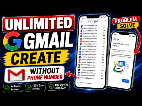 Unlimited Gmail Accounts | Without Phone Number | Full Guide 2026 ✅