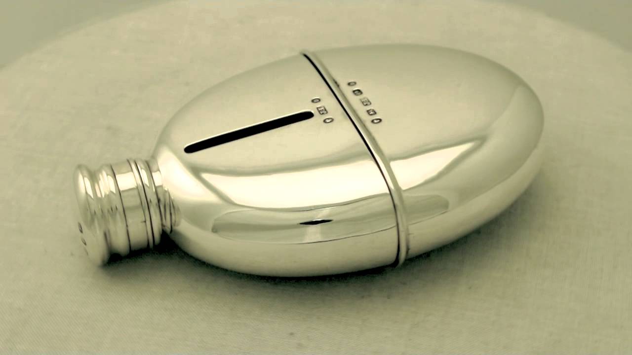 Sterling Silver Hip Flask - Antique Victorian - AC Silver (A1978)