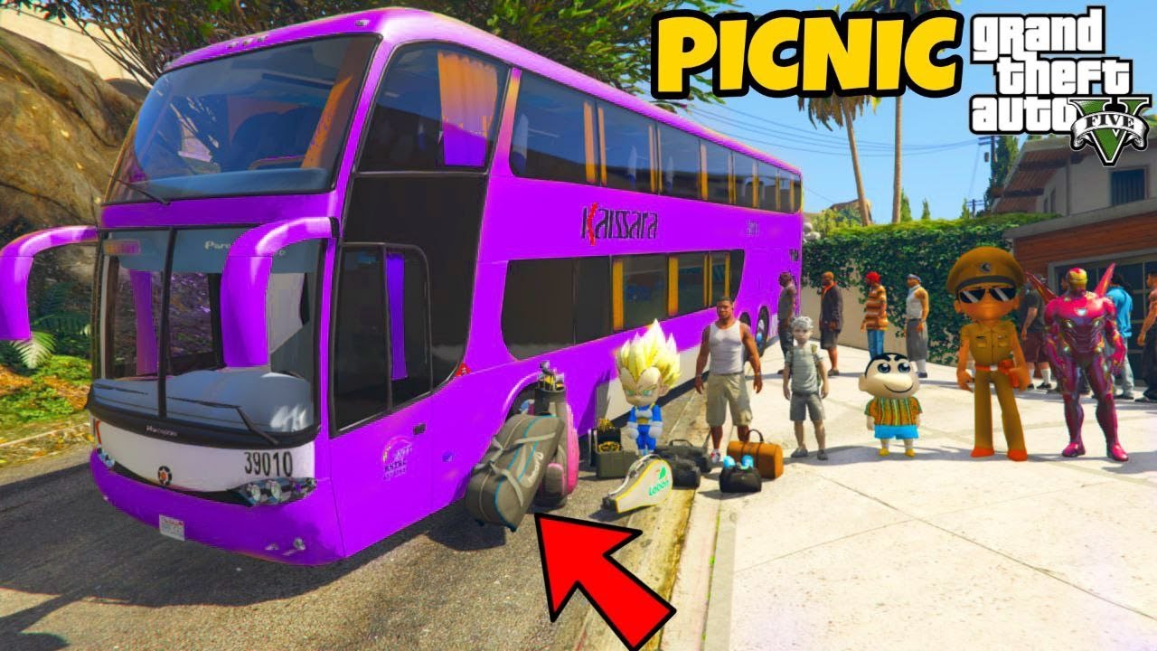 Franklin and Shinchan Plane A Road Trip With Luxury BUS From Los Santos To North Yankton IN GTA 5
