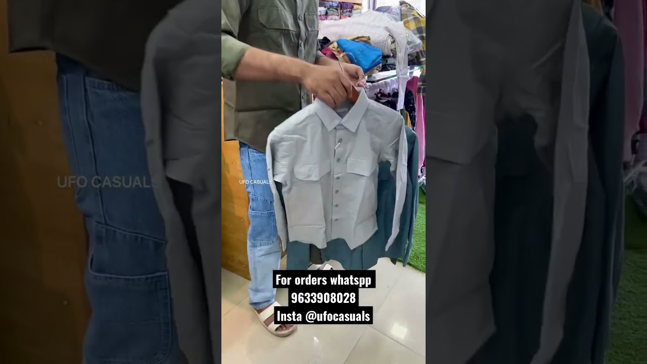 Plain double pocket cargo fabric shirt