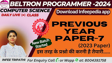 Previous year Questions-2023| P-7| Beltron Programming |Computer for all TGT/PGT exam by Infee ma