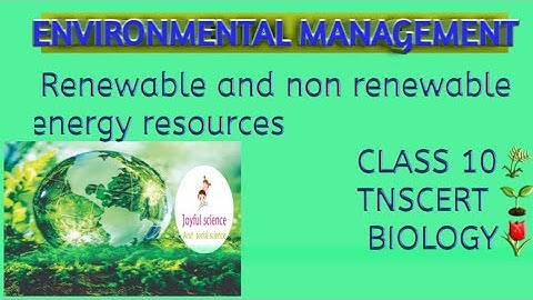 CLASS 10. ENVIRONMENTAL MANAGEMENT.  Renewable and non renewable energy resources.