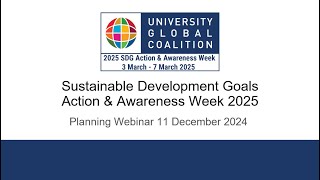 Planning for SDG Week: Overview Webinar