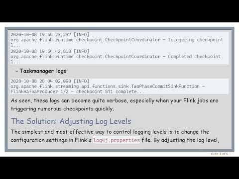 How to Reduce or Disable Checkpoint Logs in Flink