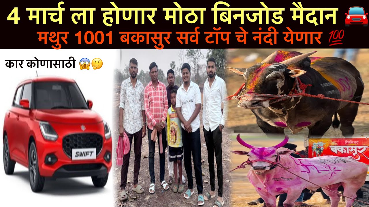 4 मार्चला होणार मुंबई मध्ये सर्वात मोठा बिनजोड मैदान 🚘| मथुर 1001 बकासुर  सर्व टोप चे नंदी 💯