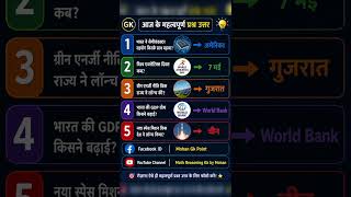आज का करेंट अफेयर्स MCQ | GK Questions in Hindi | SSC GD NTPC Railway Exam 2026