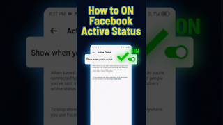 How to ON Facebook Active Status #messenger #FacebookActiveStatus #MessengerTips #ShortForTech