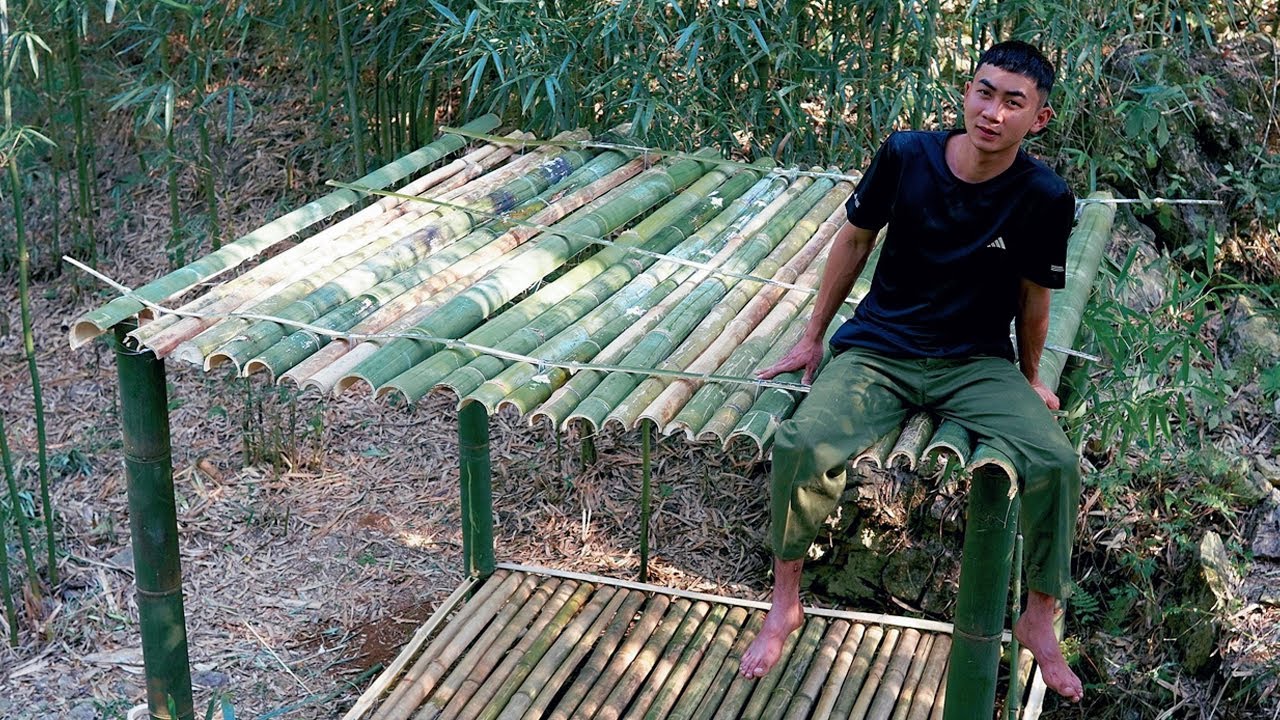 How To Make Bamboo House In Forest - Build Shelter & Survival | An Ca ...