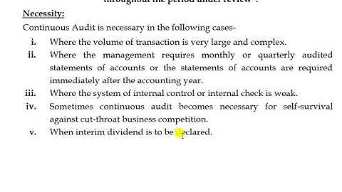 Continuous audit | types of audit | auditing | BBA | MBA | B.Com | M.Com | CA | ICAP