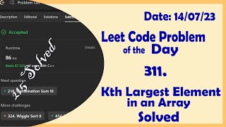215 || Kth Largest Element in an Array II || C++ || Leetcode Daily Challenge