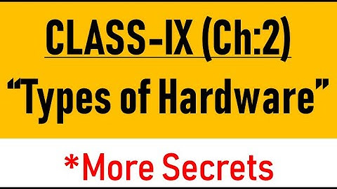 Chapter 2 : Types of Hardware (Class IX CBSE)