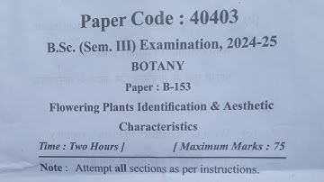 BSc 3rd Semester Botany Question Paper 2024–25 #mjpru #botany3rdsemester #bsc