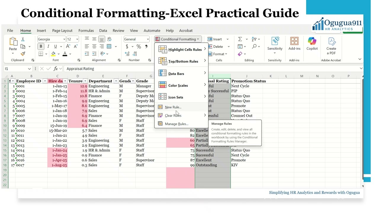 Conditional Formatting Made Easy: HR Analytics Excel Tutorial- 