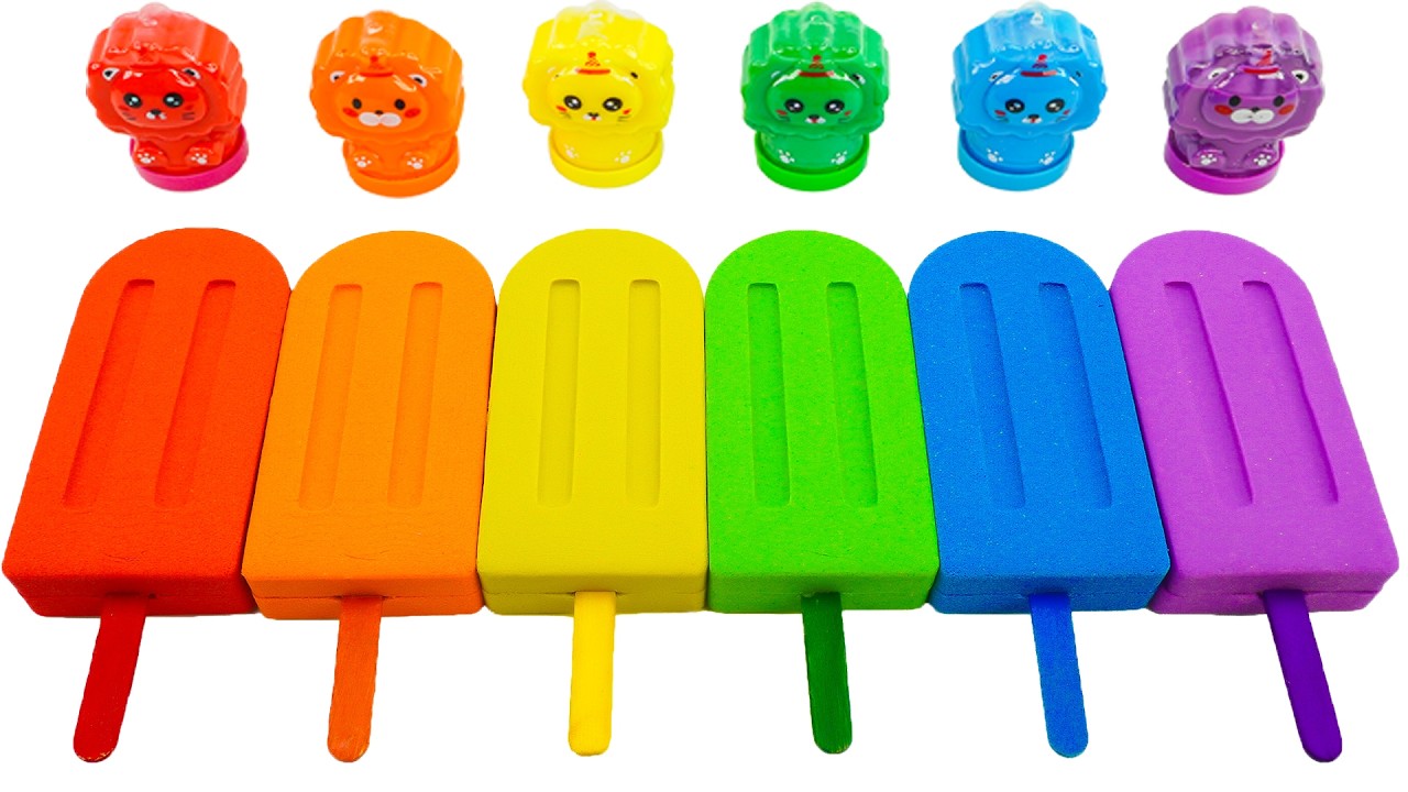 Video satisfactorio | Cómo hacer un helado arcoíris con arena cinética (corte estilo pastel ASMR)