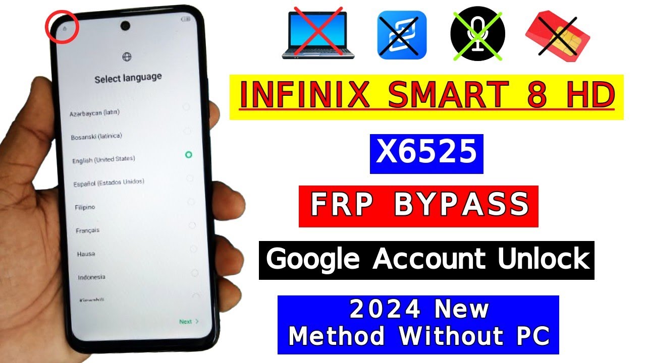 Infinix Smart 8 (X6525) FRP Bypass Android 13 New Security 2024