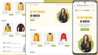 Penguin Fashion E-commerce website Full Responsive Using HTML, CSS and JavaScript |