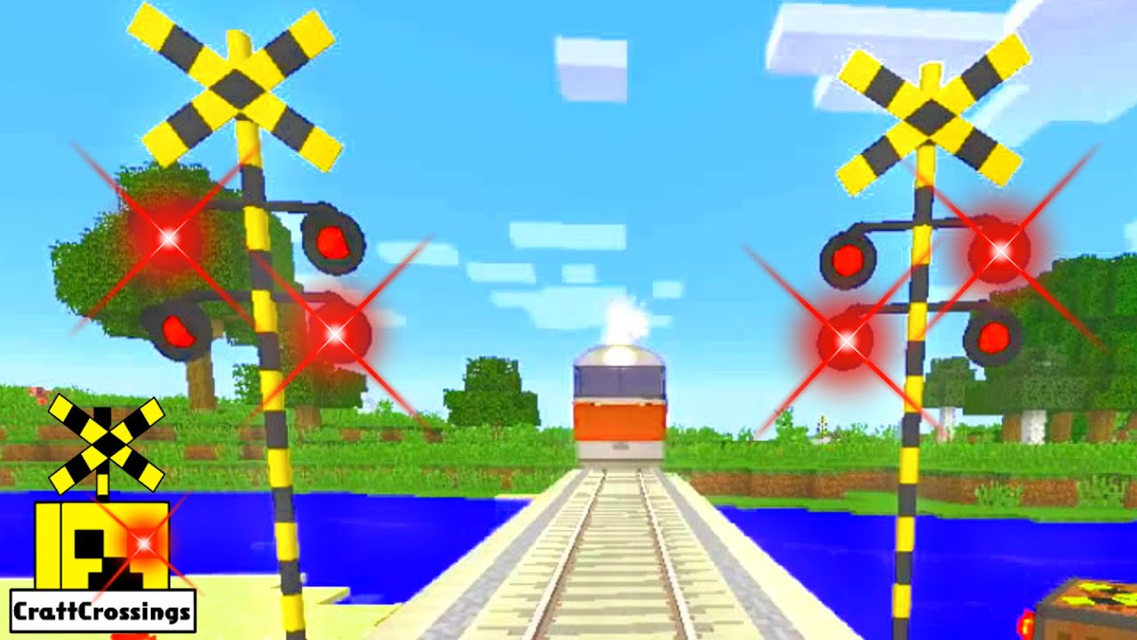 ふみきり 電車 アニメ】マイクラ 踏切 Minecraft railway level Railroad crossing trains ...