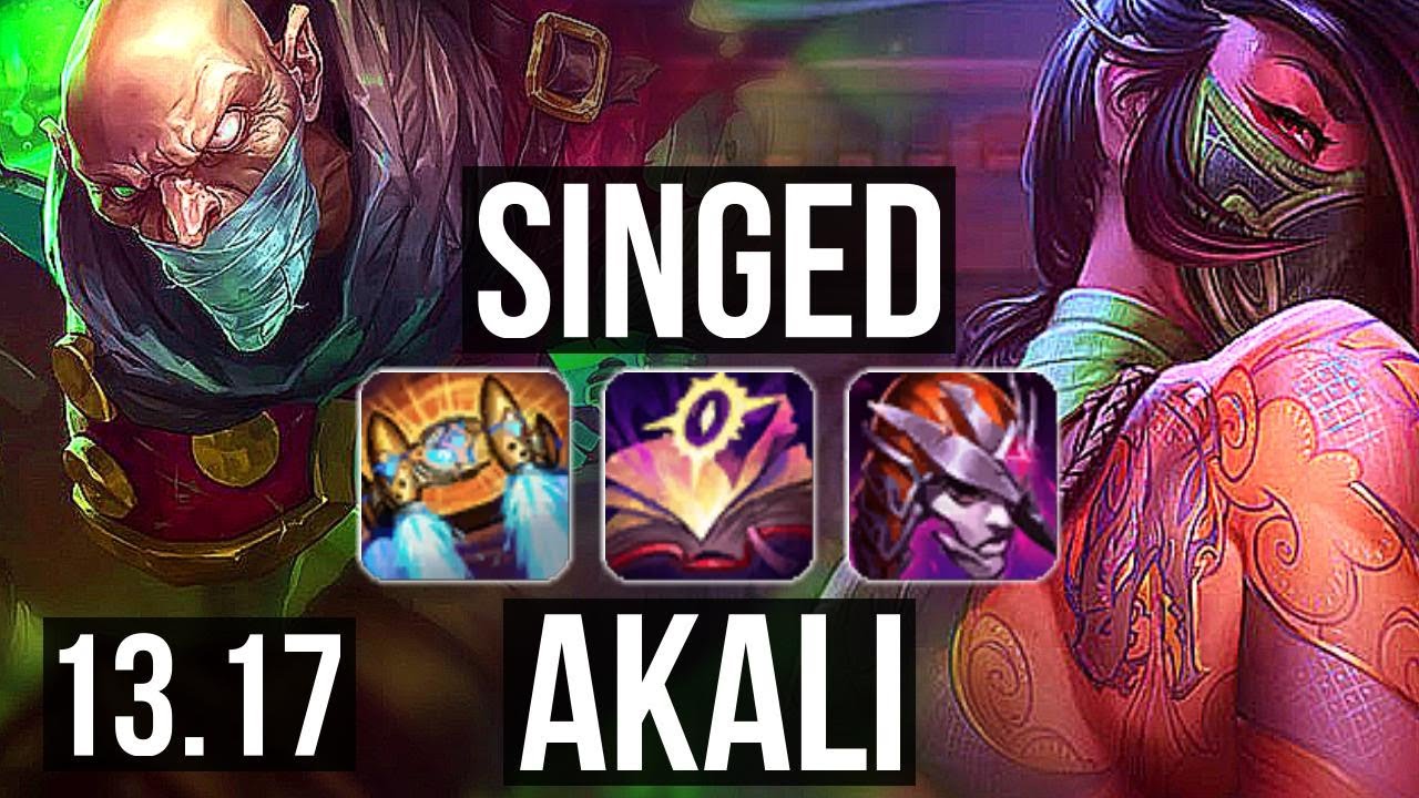 SINGED vs AKALI (TOP) | 16/3/12, Legendary, Rank 10 Singed | NA Master | 13.17
