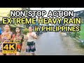 Shocking heavy rain in philippines  walking happy moment at super heavy rain in payatas 4k 