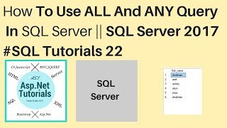 Celebrity How to use ALL and ANY query in sql server 2017 || #sql tutorials 22 Net Worth