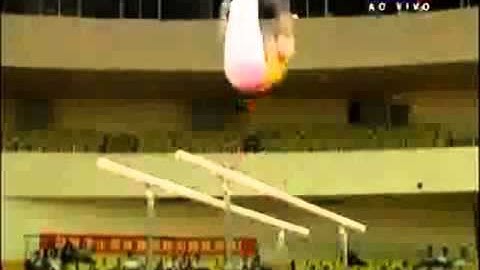 Parallel Bars Double Front Salto Piked to Upper Arm Hang Gymnastics Video