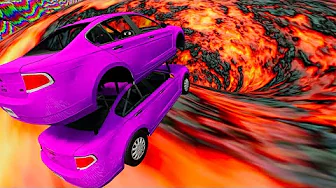 Car Jumping Into Lava Vortex Leap Of Death #2 - BeamNG.Drive