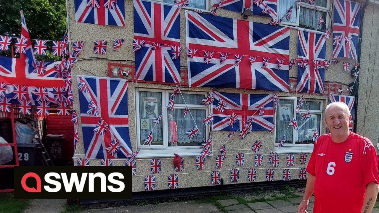 Royal fan covers house with more than 100 Union Jack flags to mark