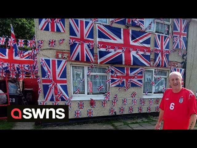 Royal fan covers house with more than 100 Union Jack flags to mark
