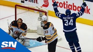 Auston Matthews Snatches Puck Out Of The Air Before Scoring On Tuukka Rask screenshot 3