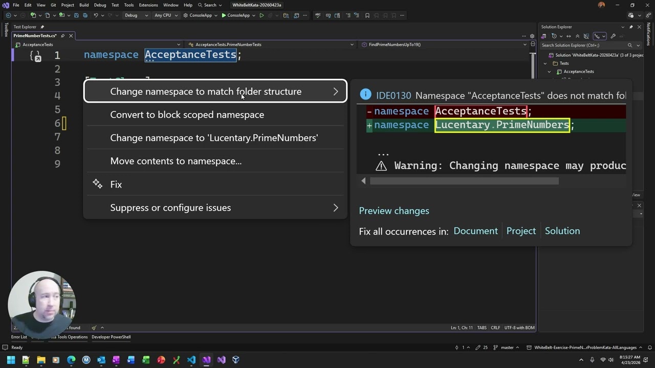 White Belt - Detailed Kata in C# - Part 2 video thumbnail