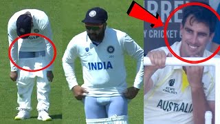 Pat Cummins Funny Reactions after Rohit Sharma setting Trousers in front of Camera Live Match WTC