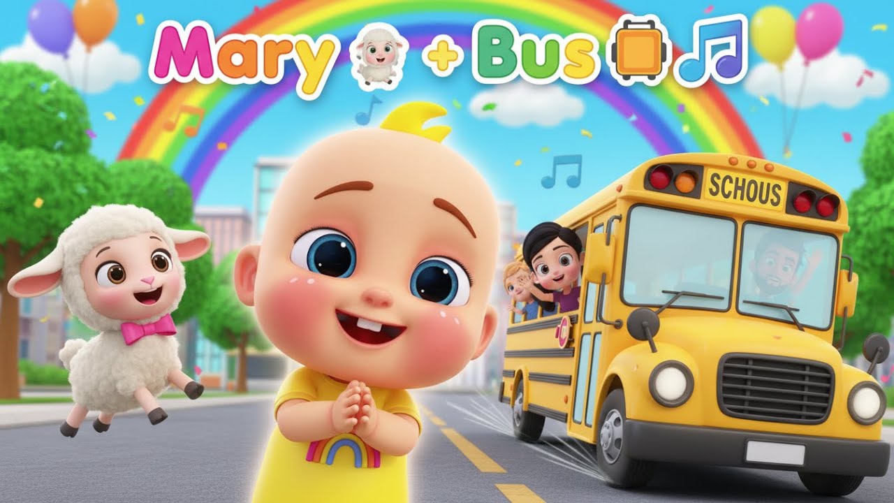 Mary Had a Little Lamb + Wheels on the Bus | Fun Nursery Rhymes Mashup for Kids 🎶🚌