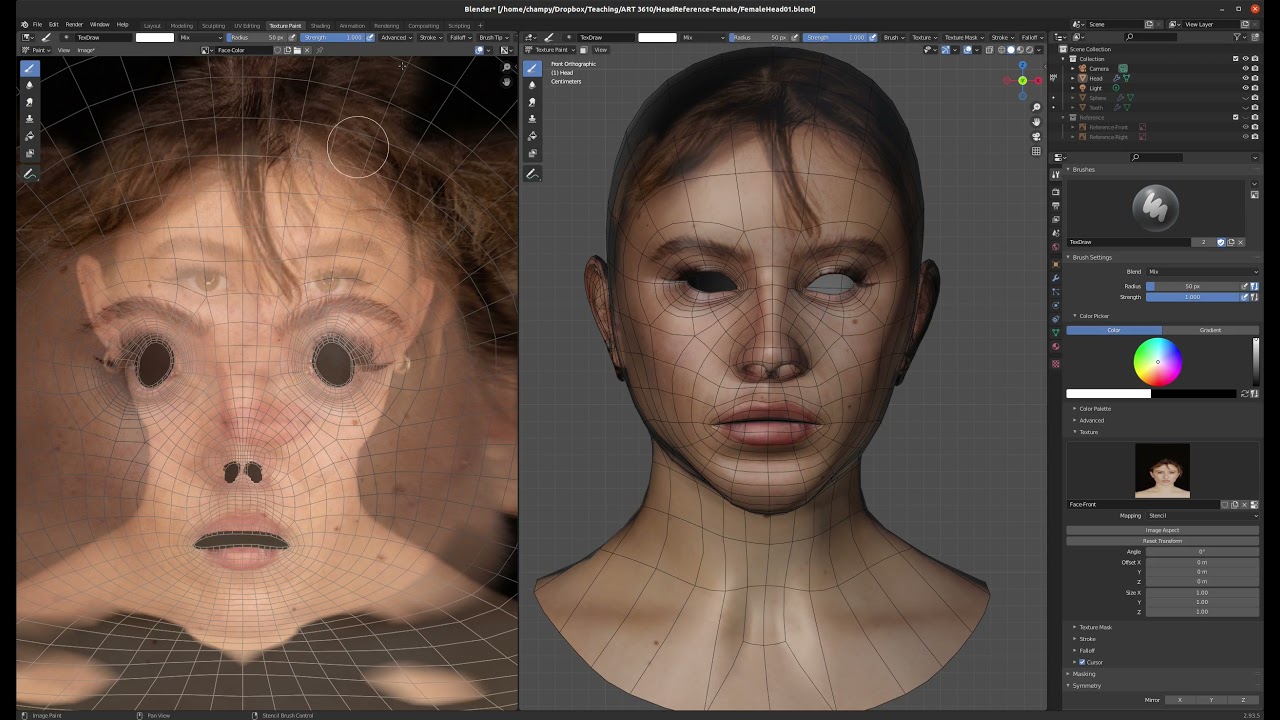 Lil Sjældent indhold Blender Tutorial 20 - Texture Painting a human face with stencils - YouTube