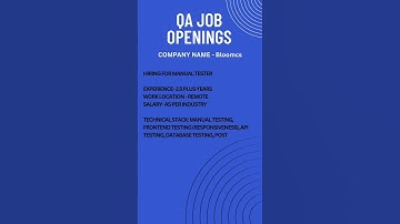 QA JOB OPENING FOR MANUAL TESTING #testing #education #automationtesting #selenium #manualtesting