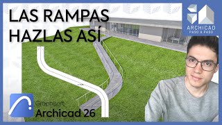 La MEJOR forma de hacer RAMPAS CURVAS en Archicad | Archicad 26 | Guía intermedia | 2023 ✅