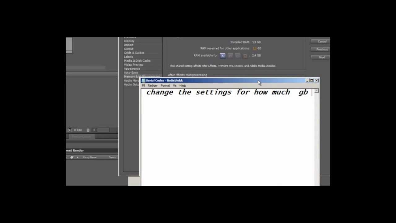 How to give more ram to Adobe After Effects YouTube