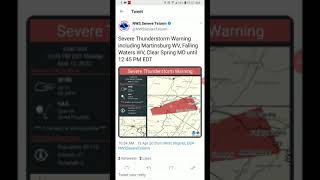 Martinsburg West Virginia Severe Thunderstorm 4-13-20