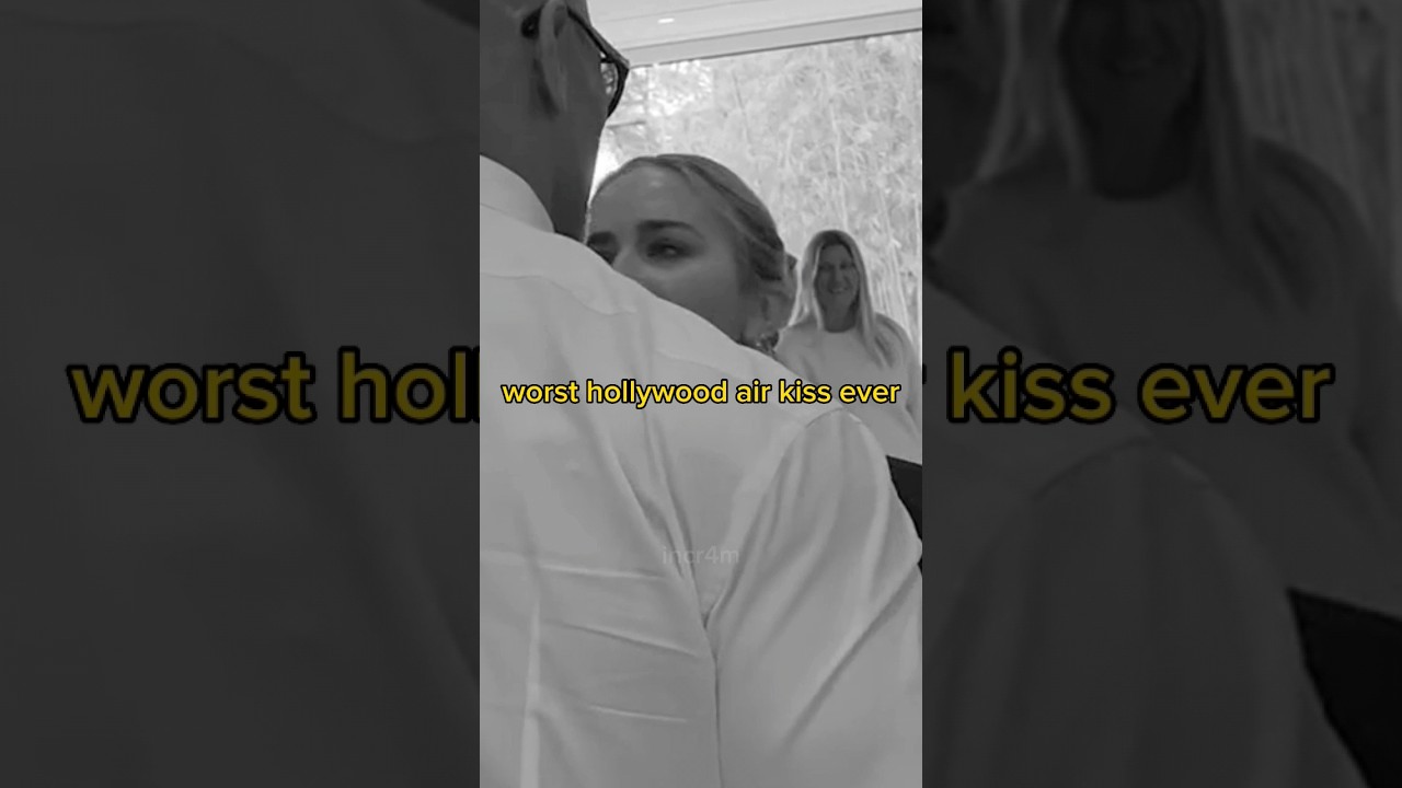 Dwayne The Rock Johnson and Emily Blunt air kiss 