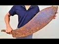 Giant rusted shark sword restoration  impressive restoration