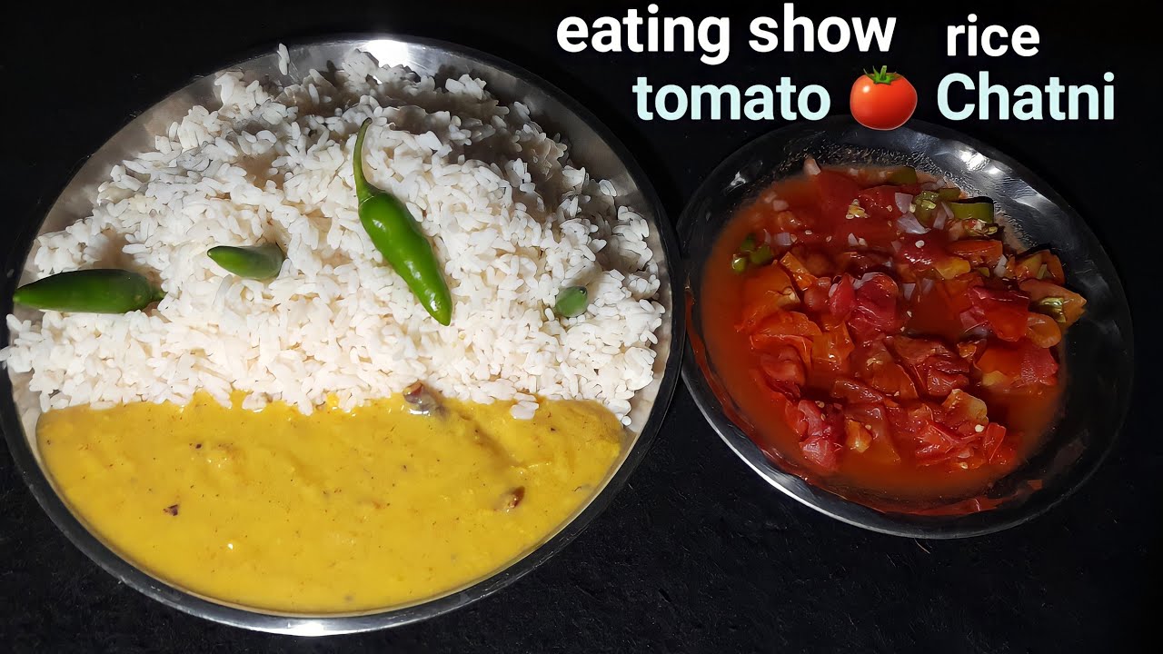 today eating tomato 🍅 chatni with rich curry eating show #SEater
