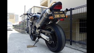 ホーネット250 ツインマフラー カーボン2本出し バックステップ 黒/金‬