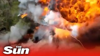 Russian BMP armoured vehicle is blown up in MASSIVE explosion by Ukrainian anti-tank brigade