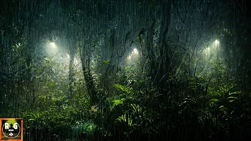 Rain Sounds in Jungle at Night | Rainforest Sound Ambience with Pouring Rain to Sleep, Study, Relax