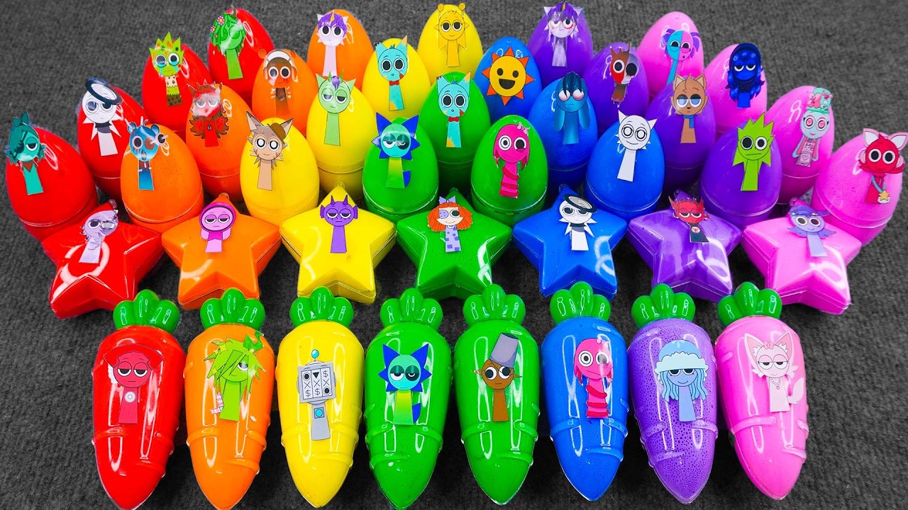 Incredibox Sprunki Clay Figures Hidden in Slime! ASMR Egg Candy Reveal