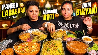 ASMR Eating Lababdar Paneer, Veg Dum Biryani, Cheese Naan, Tandoori Roti & Manchow Soup Mukbang