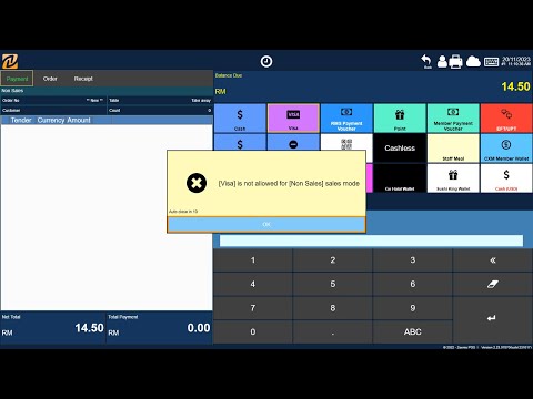 How to Resolve 'Cannot Make Payment Due to Non-Sales Mode' Error in Zeoniq POS