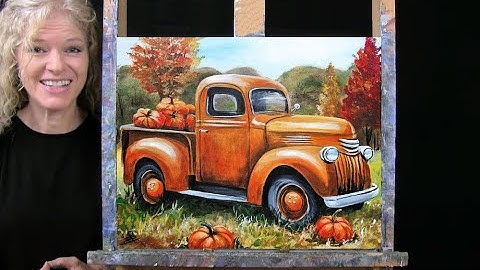 Learn How to Draw and Paint with Acrylics PUMPKIN PICKUP-Easy Painting For Beginners-Time Lapse