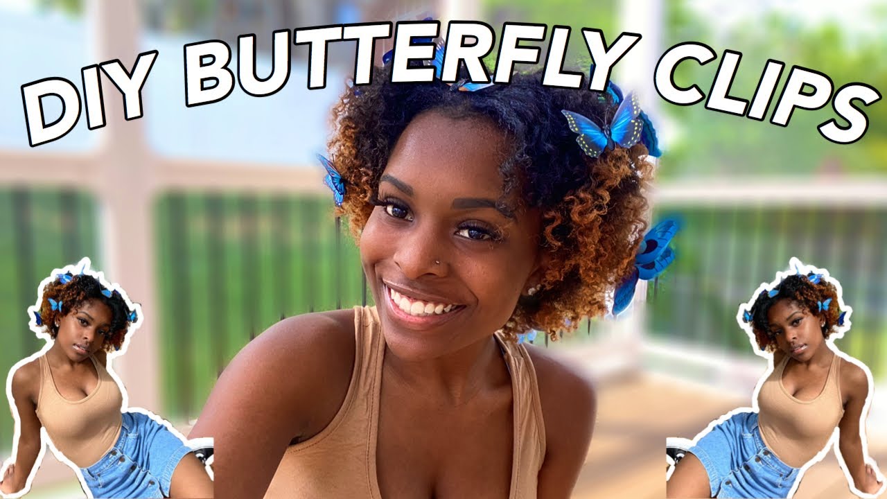DIY BUTTERFLY CLIPS 🦋 | how to place 3D butterfly pins in hair (type 4 curly hair)