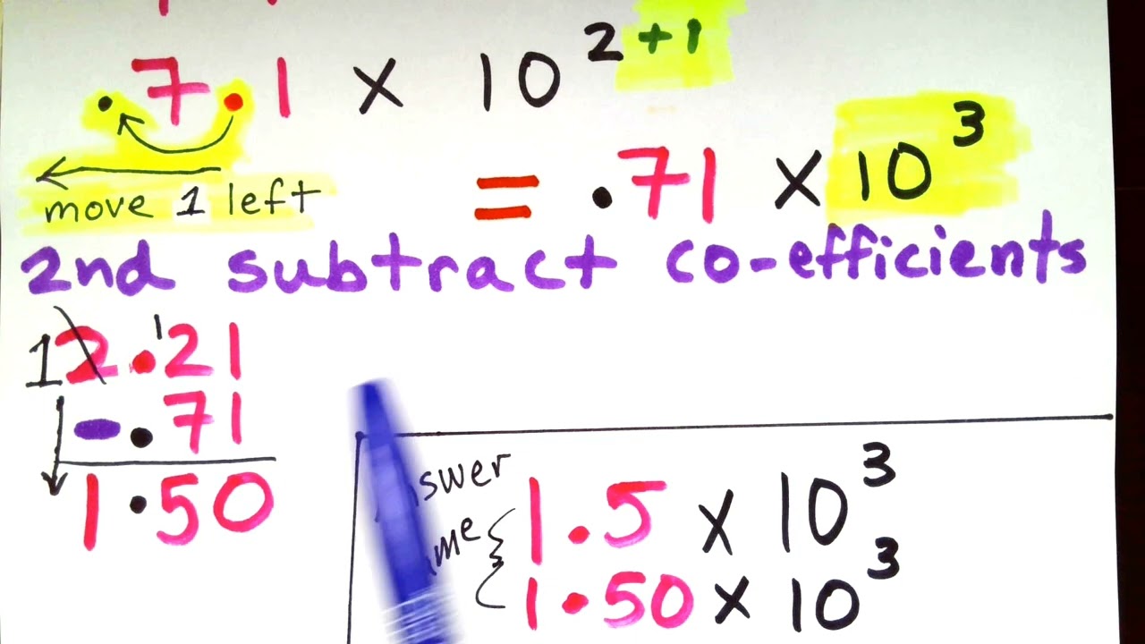 Part12 "Scientific Notation Find the Difference example #3 Different Exponents" GED Math EXAM